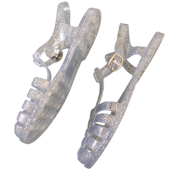 Girls Old Navy Silver Glitter Fisherman Jelly Sandals (Size 13) - Picture 2 of 6